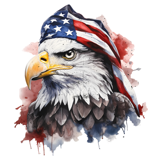American Eagle wearing an American Flag Bandana - Gildan Softstyle 64000 /Comfort Colors 1717-T-Shirts-DTF