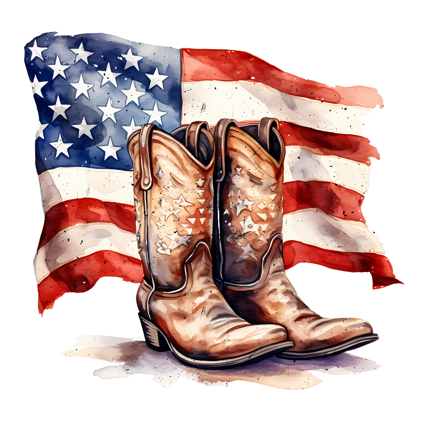 American Flag Behind Country Boots- Fourth of July - Gildan Softstyle 64000 /Comfort Colors 1717-T-Shirts-DTF