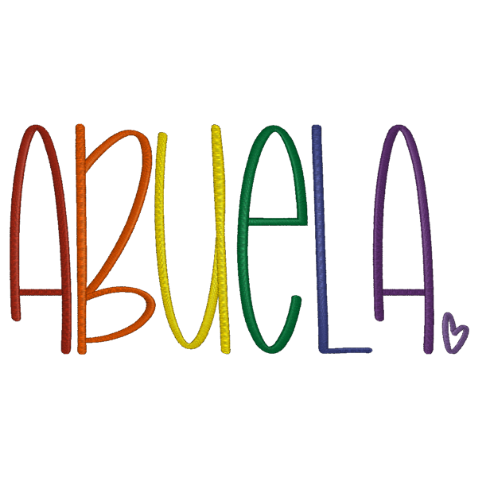 Colorful text 'ABUELA' on a white background