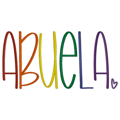 Colorful text 'ABUELA' on a white background