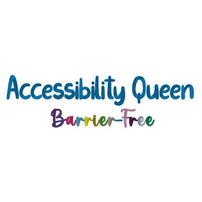 Text 'Accessibility Queen Barrier-Free' on a white background