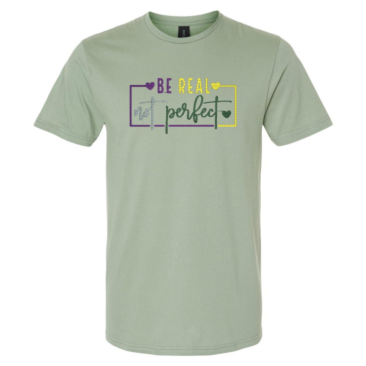 Light green t-shirt with motivational quote on a white background