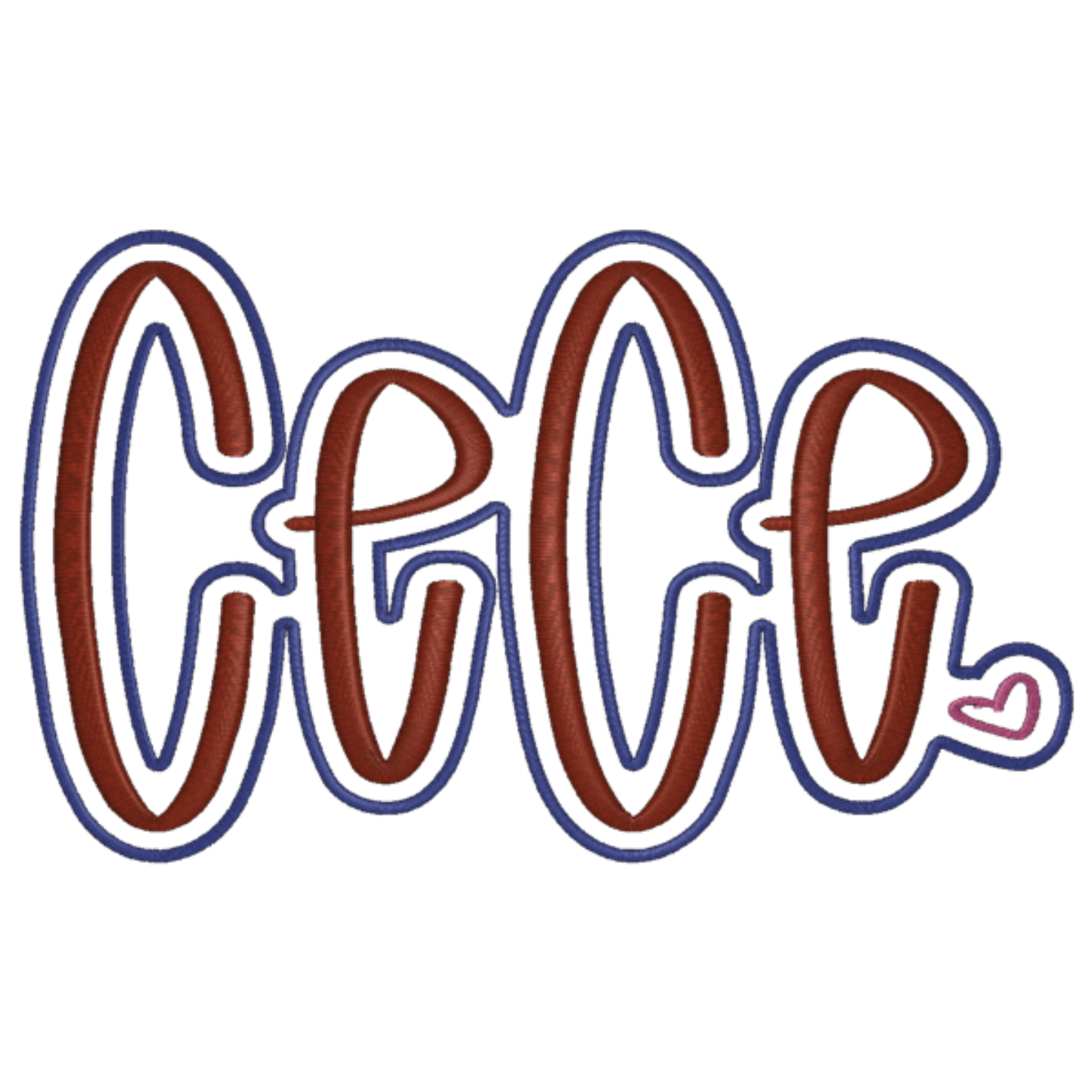 Stylized text 'Cece' with a heart on a white background