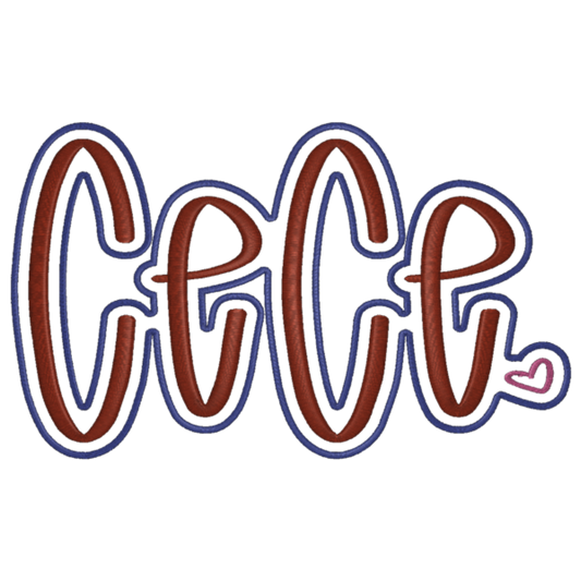Stylized text 'Cece' with a heart on a white background
