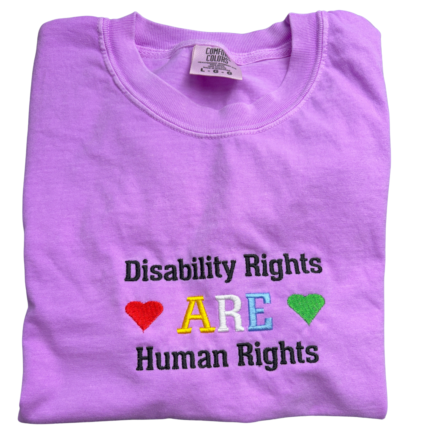 Disability Rights Are Human Rights- Comfort Colors 1717 T-Shirt – Embroidery