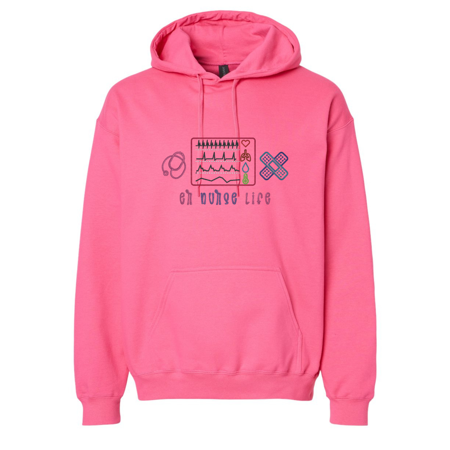 ER Nurse Life- Gildan SF000 Crew/Gildan SF500 Hoodie– Embroidery