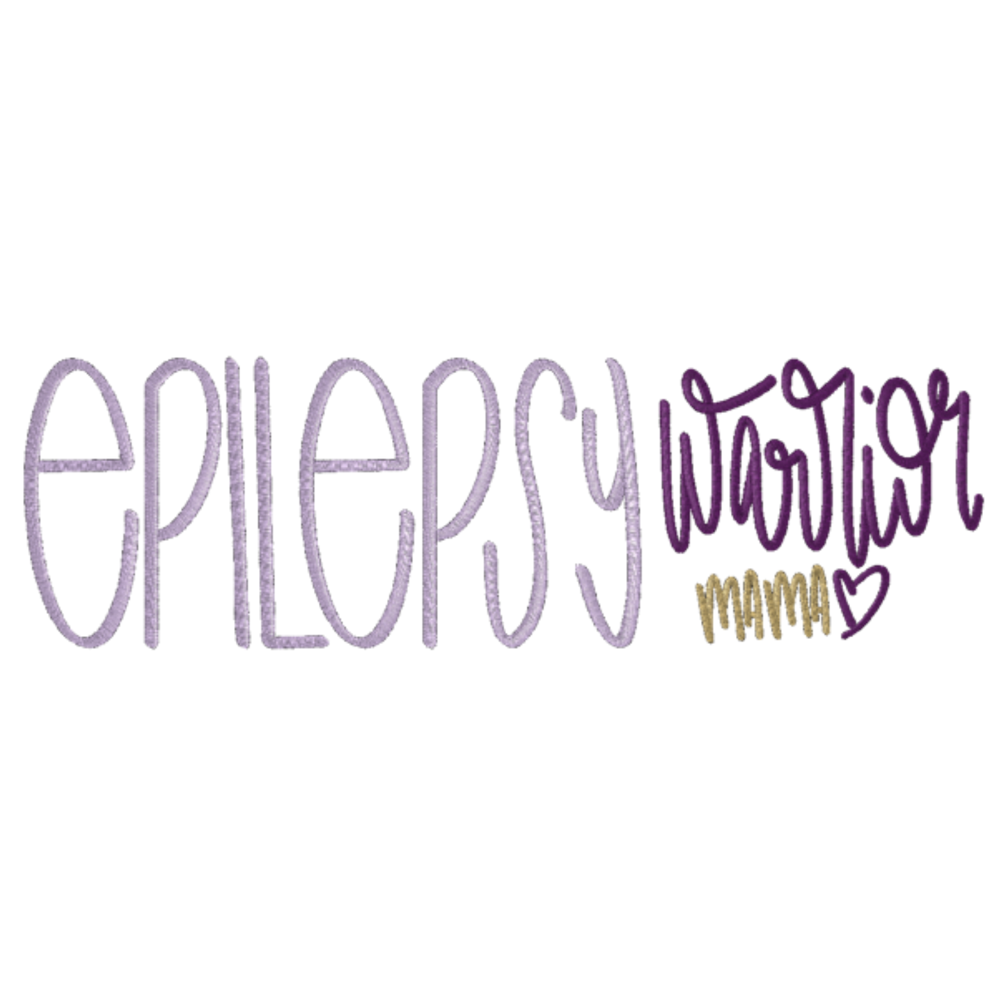 Text 'Epilepsy Warrior Mama' with decorative elements on a white background