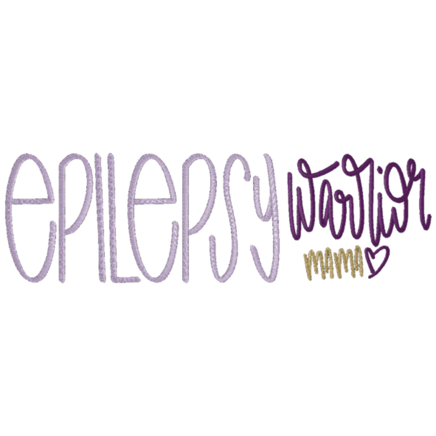 Text 'Epilepsy Warrior Mama' with decorative elements on a white background