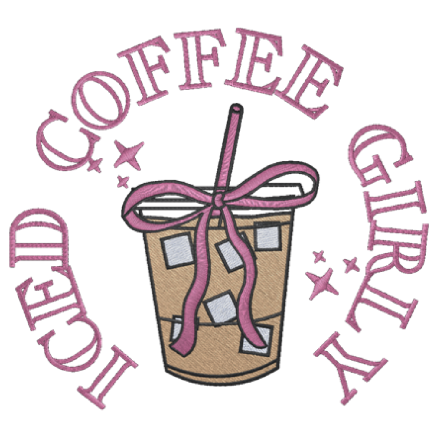 Iced Coffee Girl- Gildan SF000 Crew/Gildan SF500 Hoodie– Embroidery