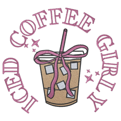 Iced Coffee Girl- Gildan SF000 Crew/Gildan SF500 Hoodie– Embroidery