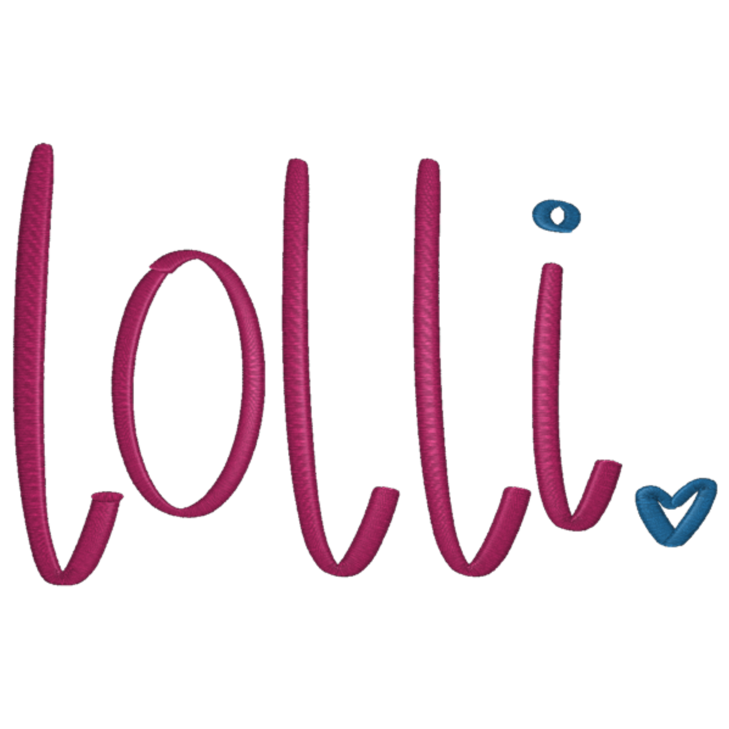 Pink 'lolli' text with blue accents on a white background