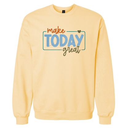 Yellow sweatshirt make today great