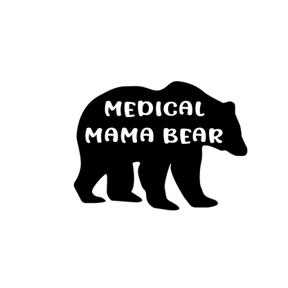 Black silhouette of a bear with 'MEDICAL MAMA BEAR' in white text on a white background