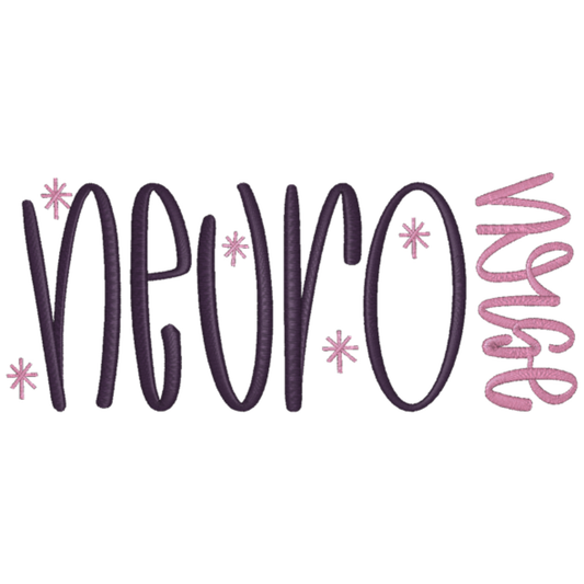 Decorative text with 'neuro' in a stylized font on a white background