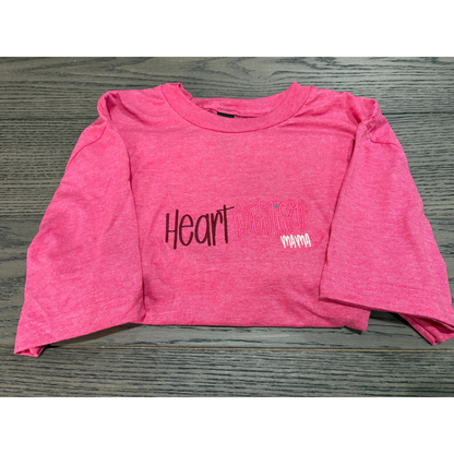 Pink shirt embroidered with Heart warrior mama 