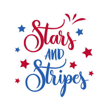 Text 'Stars and Stripes' with red and blue stars on a white background
