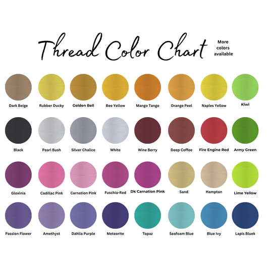 Thread color chart with various color swatches and names