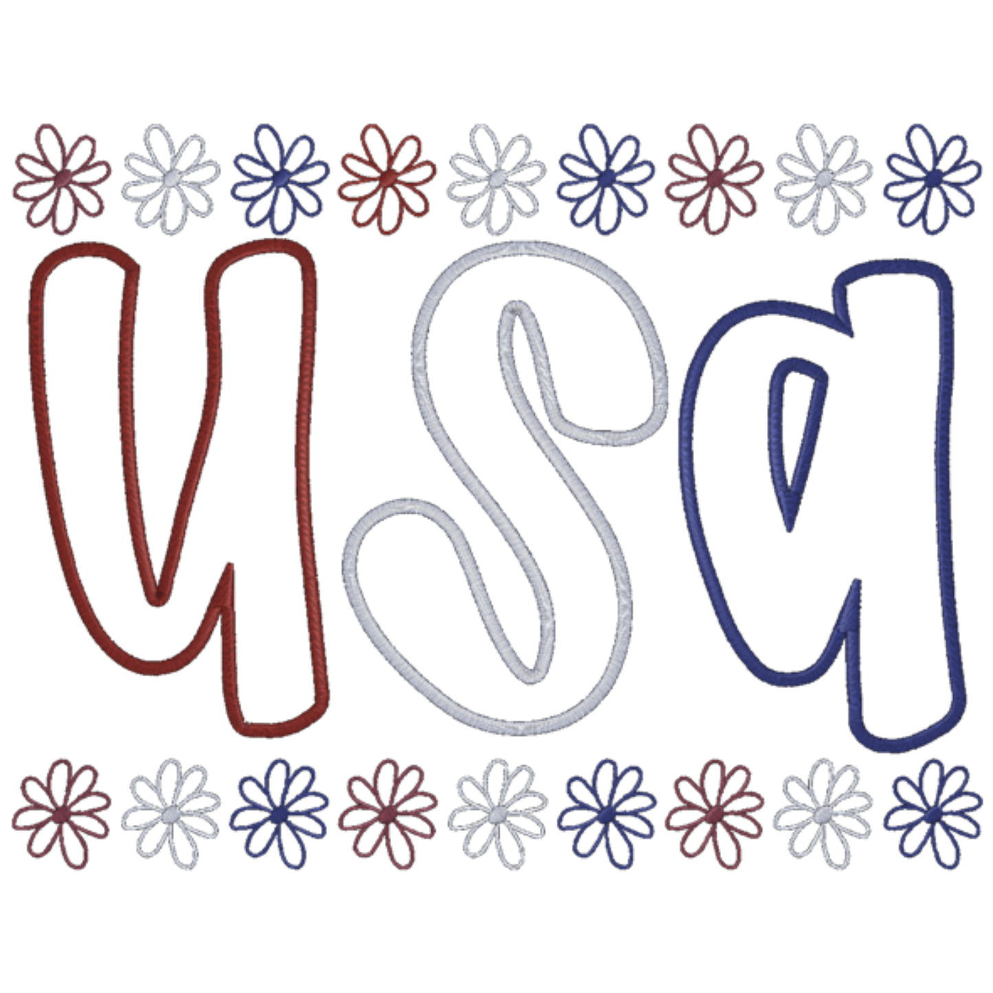 USA text with decorative flowers on a white background
