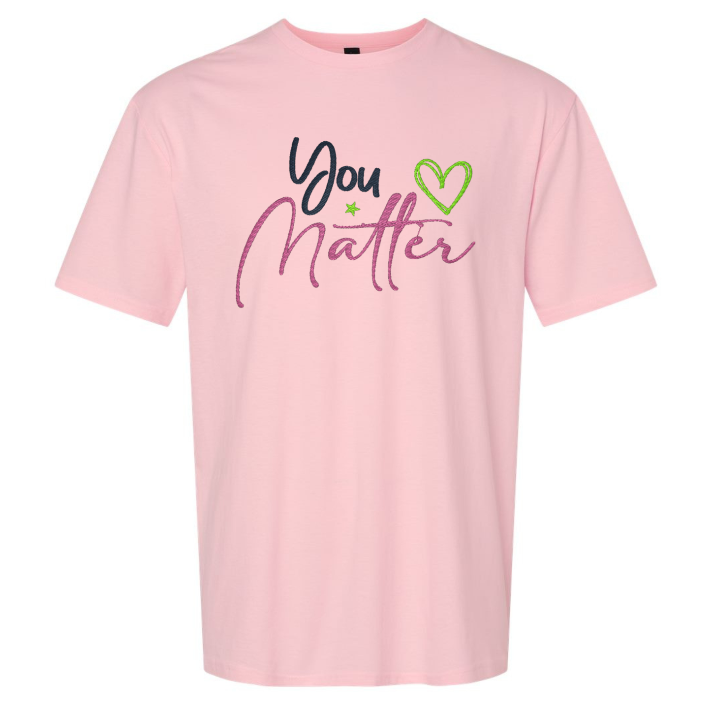 Pink shirt with You Matter embroidered on it