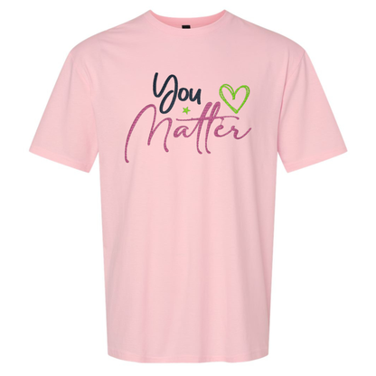 Pink shirt with You Matter embroidered on it