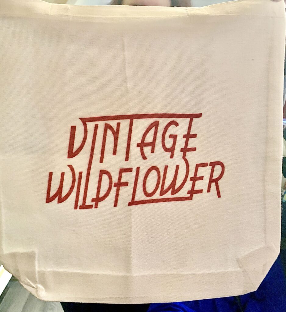 Logo Vintage Wildflower on a canvas tote